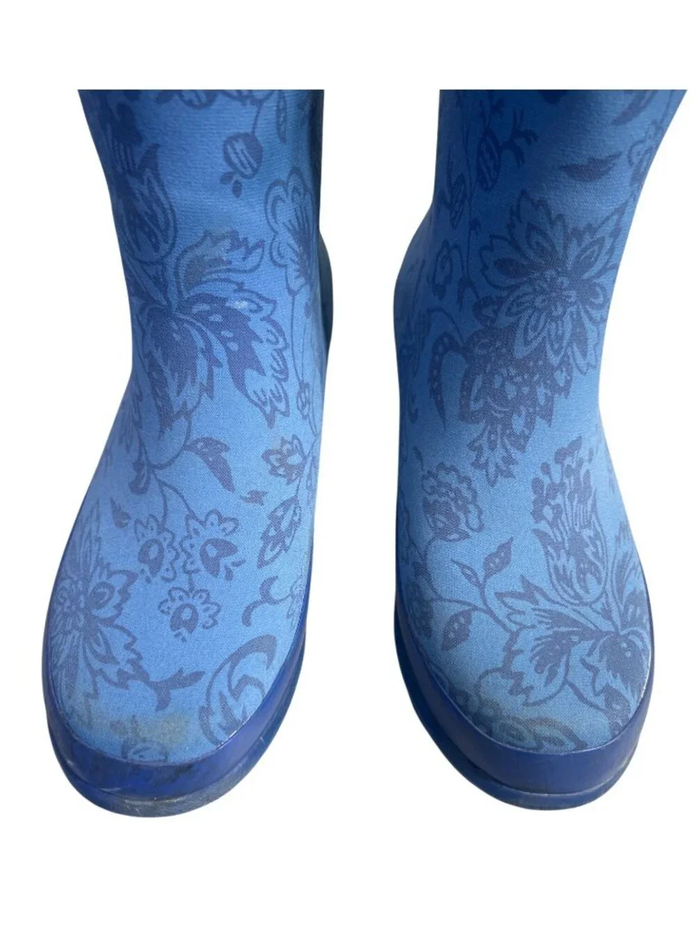 L.L.Bean Wellie Rain Boots Women's 9M Blue Floral Waterproof Rubber Gardening